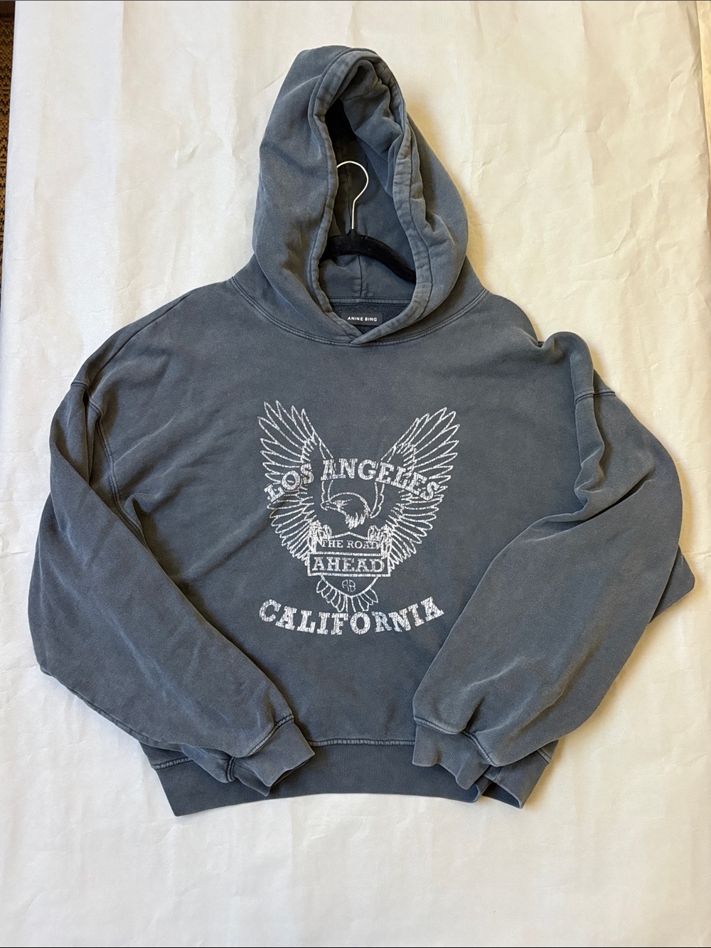 Anine Bing Los Angeles California Graphic Hoodie - Slate Gray - Small